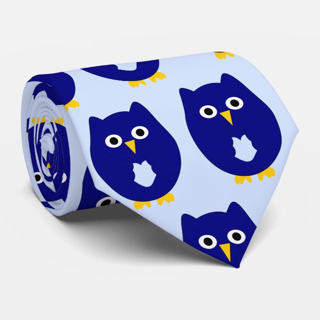Blue Owl Design Any Colour Background Krawatte (Gerollt)