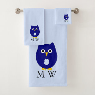 Blue Owl Design Monogrammiert Badhandtuch Set