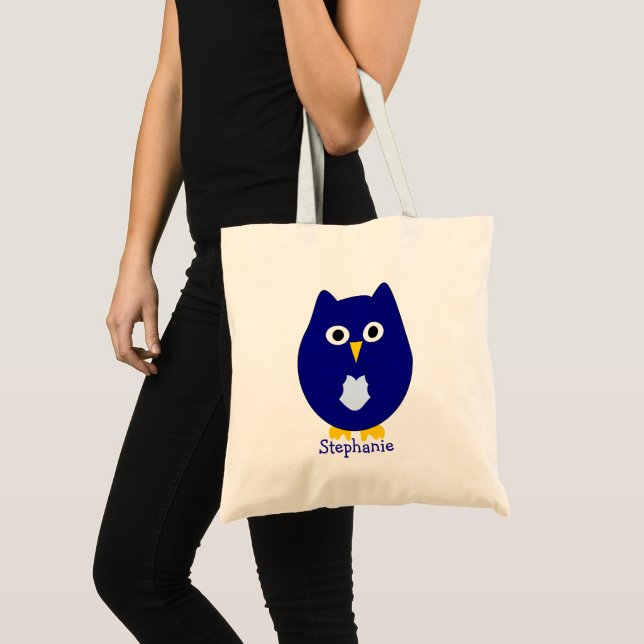 Blue Owl Design Personalisiert Tragetasche (Vorderseite (Produkt))
