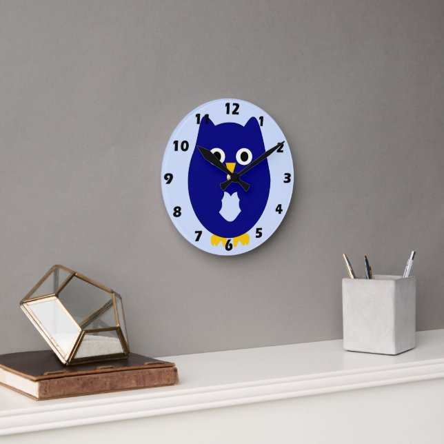 Blue Owl Design Runde Wanduhr (Büro)