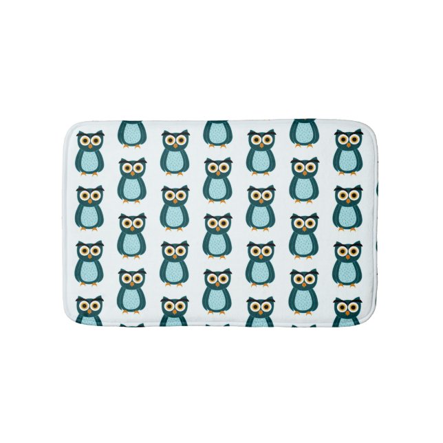 Blue Owl Illustration Badematte (Vorderseite)