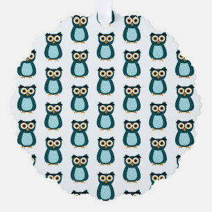 Blue Owl Illustration Ornament Karte