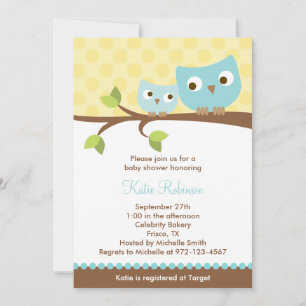 Blue Owls Baby Shower Einladungen