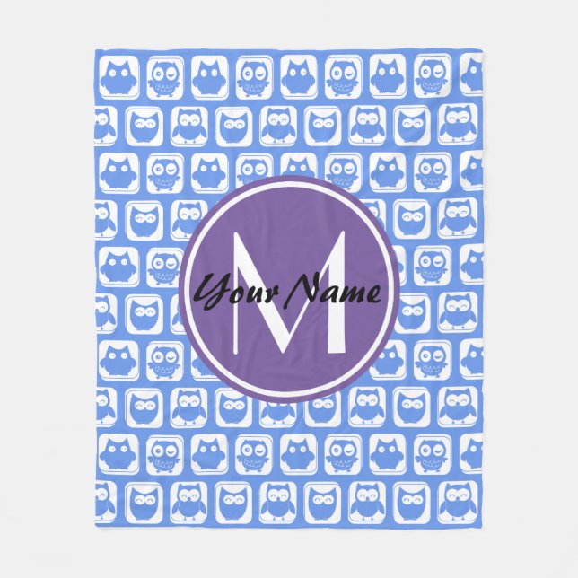 Blue Owls Custom Monogram Fleecedecke (Vorderseite)