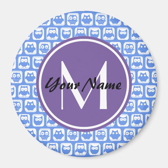 Blue Owls Custom Monogram Magnet (Vorne)