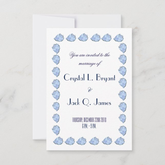 Blue Oyster Wedding Template Einladung (Vorderseite)