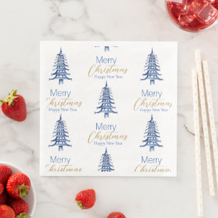 Blue Pagoda Weihnachtsbaum Muster Serviette