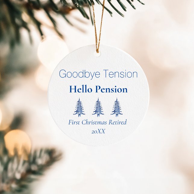 Blue Pagoda Weihnachtsbaumen Rente 1-Foto Keramik Ornament (Blue Pagoda Christmas Trees Retirement 1-Photo Ceramic Ornament)