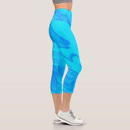 Blue Paint Spill Capri Leggings