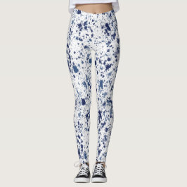 Blue Paint Splash And Splatter Pattern Leggings
