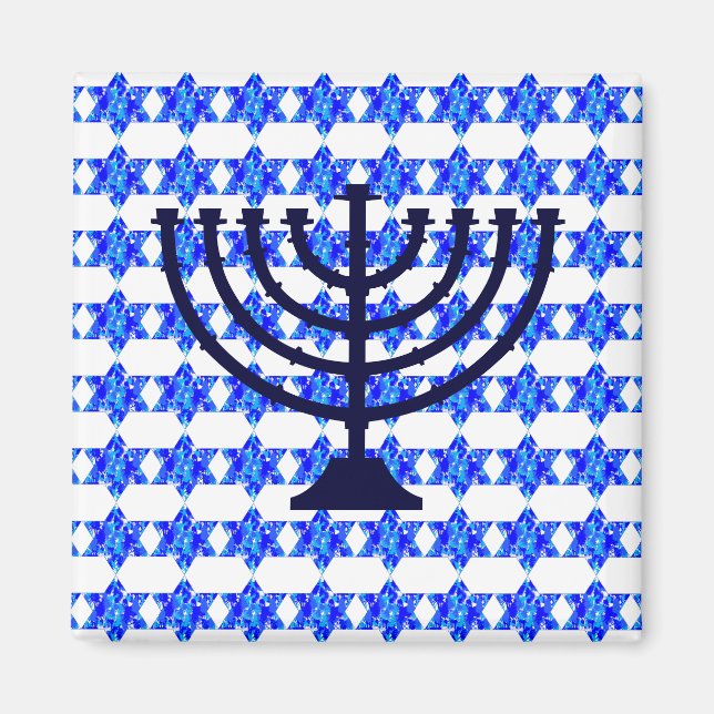 Blue Paint Splatter Jewish Star Magnet (Vorne)
