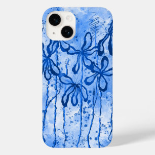 Blue Paint Spritzer & Lilies Case-Mate iPhone 14 Hülle