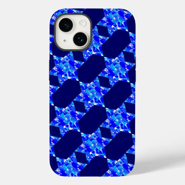 Blue Paint Spritzer Stars Case-Mate iPhone 14 Hülle (Rückseite)
