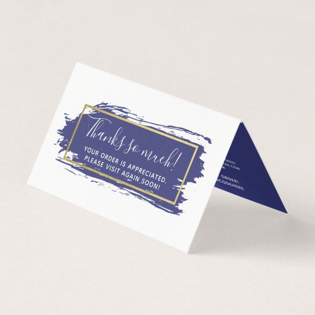 Blue Paint Stroke & Modern Gold Dankeschön Card (Vorderseite)