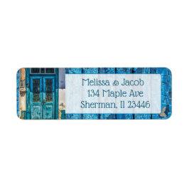 Blue Painted Antique Door Wedding Address Label