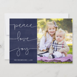 Blue Painted Peace Liebe Joy Foto Holiday Card Feiertagskarte