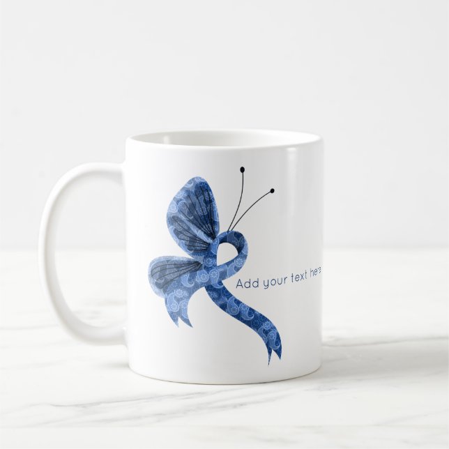 Blue Paisley Awareness Ribbon Butterfly Kaffee Tas Kaffeetasse (Links)