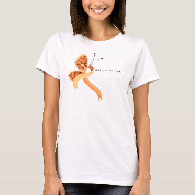 Blue Paisley Awareness Ribbon Butterfly T - Shirt (Vorderseite)