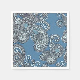 Blue Paisley Cocktail Napkins Serviette