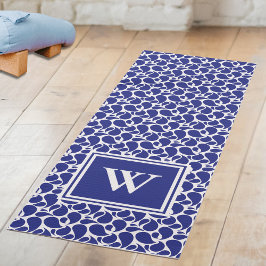 Blue Paisley on White Pattern Yoga Mat Yogamatte