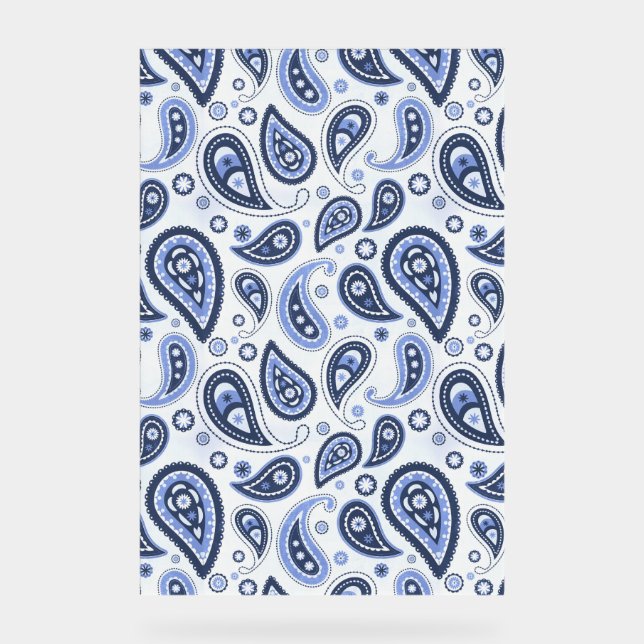 Blue Paisley Pattern Acrylschild (Vorderseite)