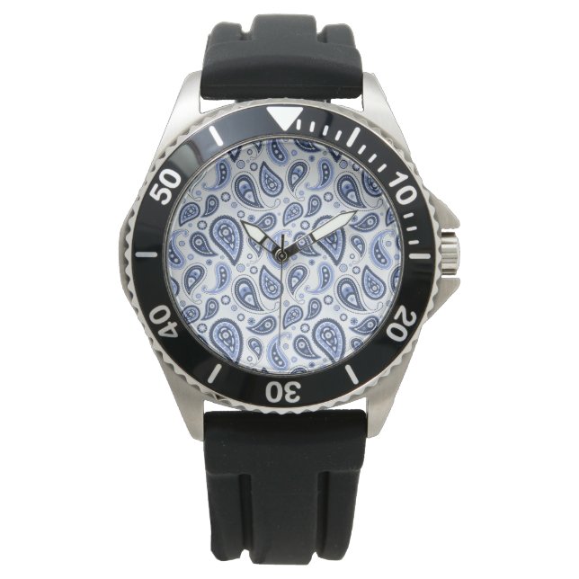 Blue Paisley Pattern Armbanduhr (Vorderseite)