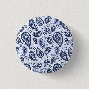 Blue Paisley Pattern Button