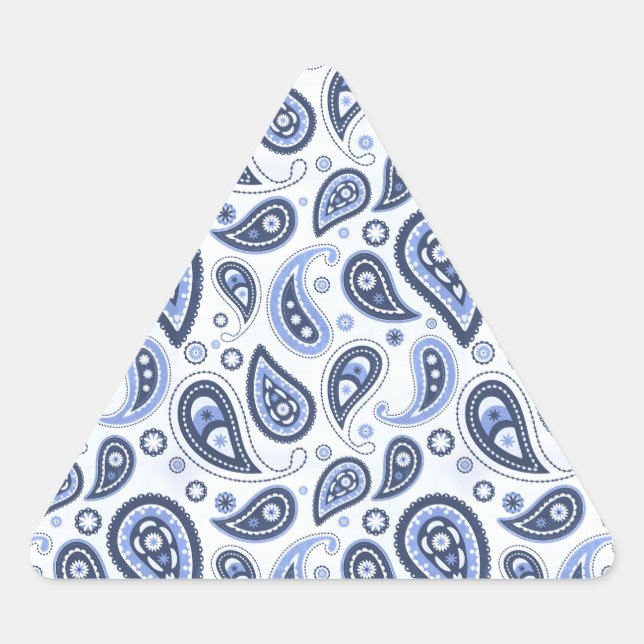 Blue Paisley Pattern Dreieckiger Aufkleber (Vorderseite)