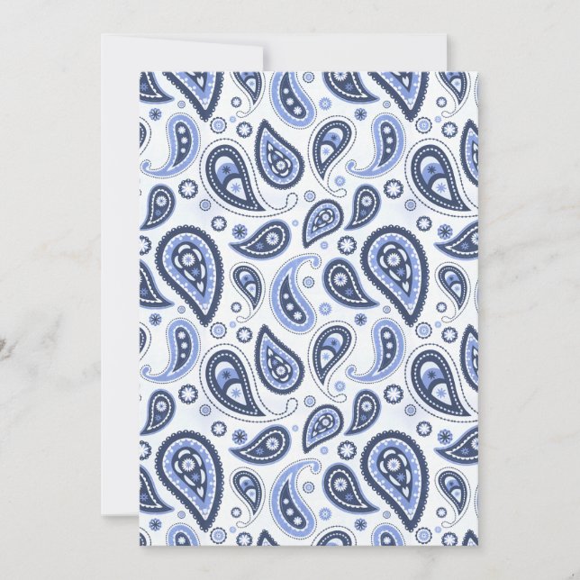 Blue Paisley Pattern Einladung (Vorderseite)
