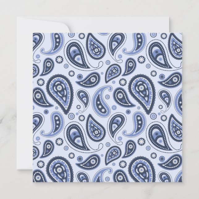 Blue Paisley Pattern Feiertagskarte (Vorderseite)