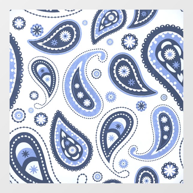 Blue Paisley Pattern Fensteraufkleber (Blatt)