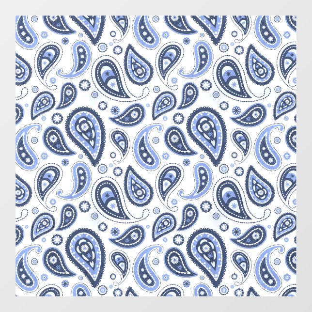 Blue Paisley Pattern Fensteraufkleber (Blatt)