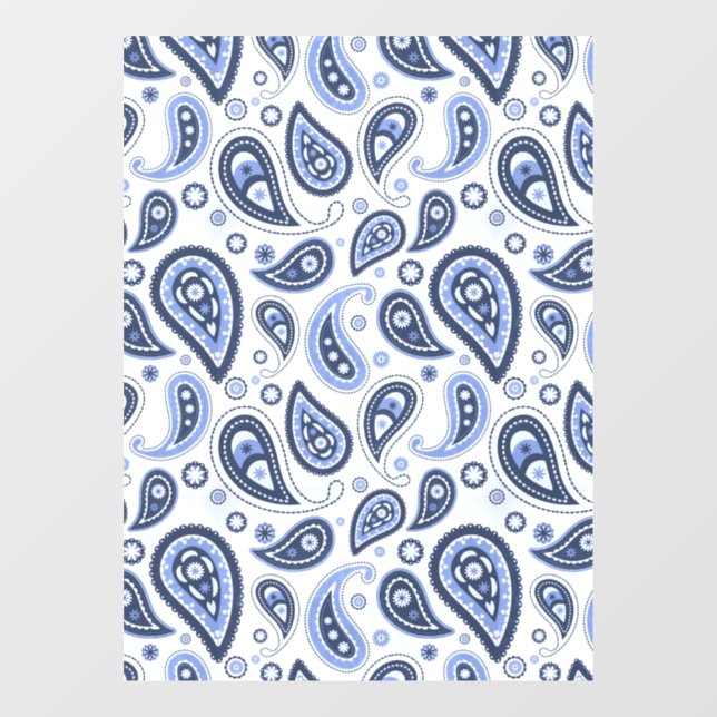Blue Paisley Pattern Fensteraufkleber (Blatt)
