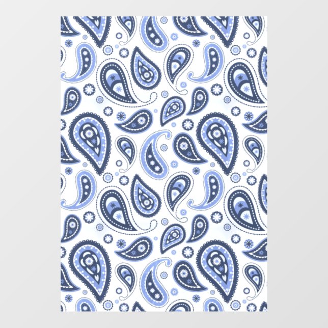 Blue Paisley Pattern Fensteraufkleber (Blatt)