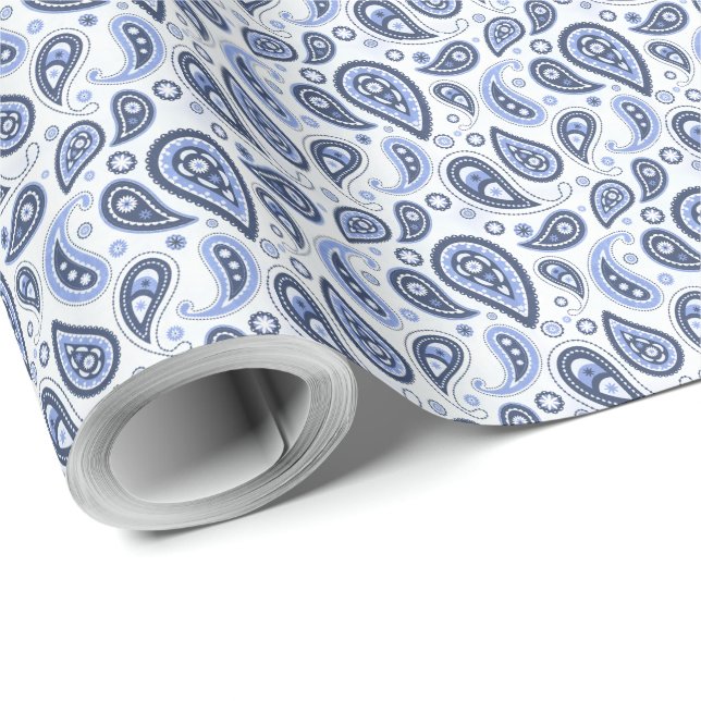 Blue Paisley Pattern Geschenkpapier (Rolleneckpunkt)