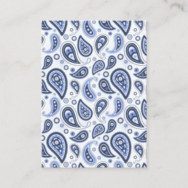 Blue Paisley Pattern Hinweiskarte (Vorderseite)