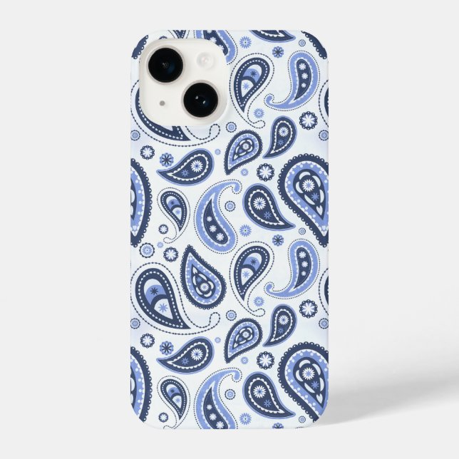 Blue Paisley Pattern iPhone 14 Hülle (Rückseite)