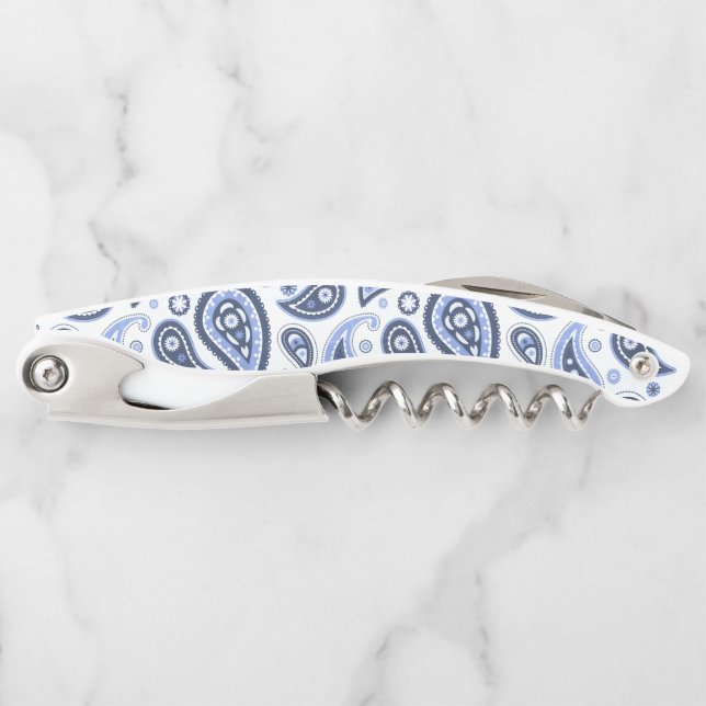 Blue Paisley Pattern Kellnermesser (Vorderseite)