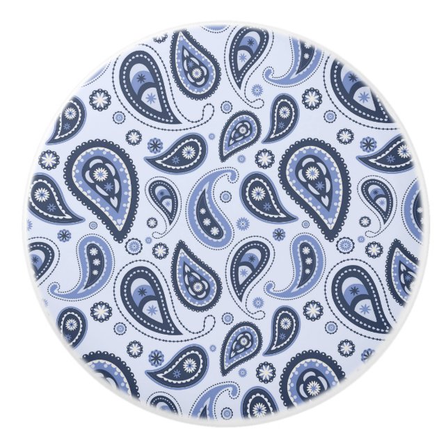 Blue Paisley Pattern Keramikknauf (Vorderseite)