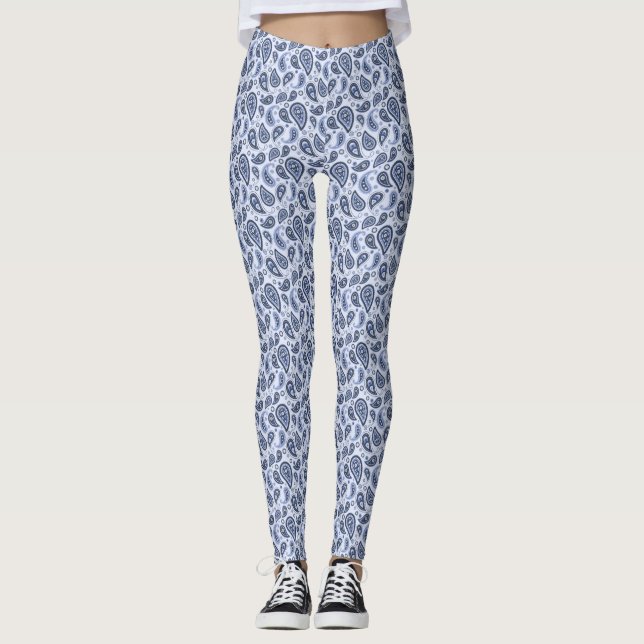 Blue Paisley Pattern Leggings (Vorderseite)