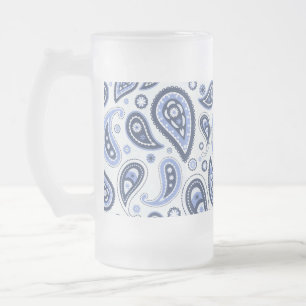 Blue Paisley Pattern Mattglas Bierglas