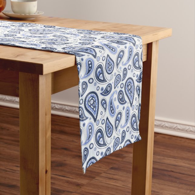 Blue Paisley Pattern Mittelgroßer Tischläufer (Beispiel)