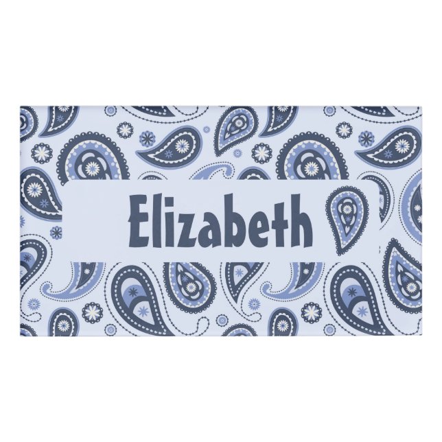 Blue Paisley Pattern Namenschild (Vorderseite)