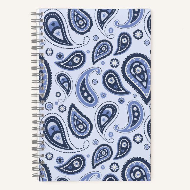 Blue Paisley Pattern Notizbuch (Vorderseite)