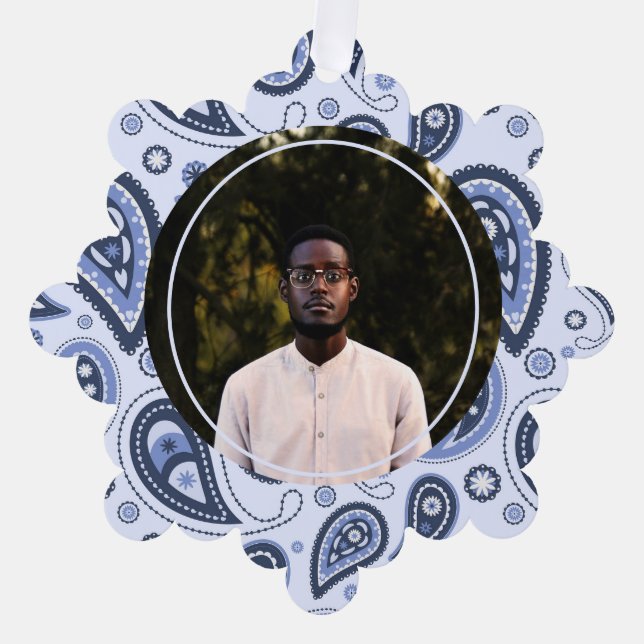 Blue Paisley Pattern Ornament Karte (Vorderseite)