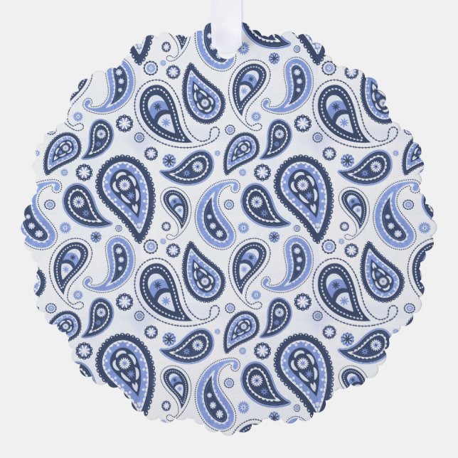 Blue Paisley Pattern Ornament Karte (Vorderseite)