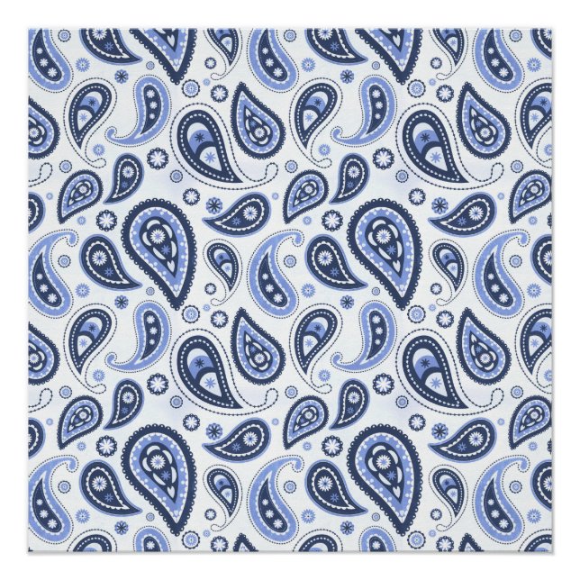 Blue Paisley Pattern Poster (Vorderseite)