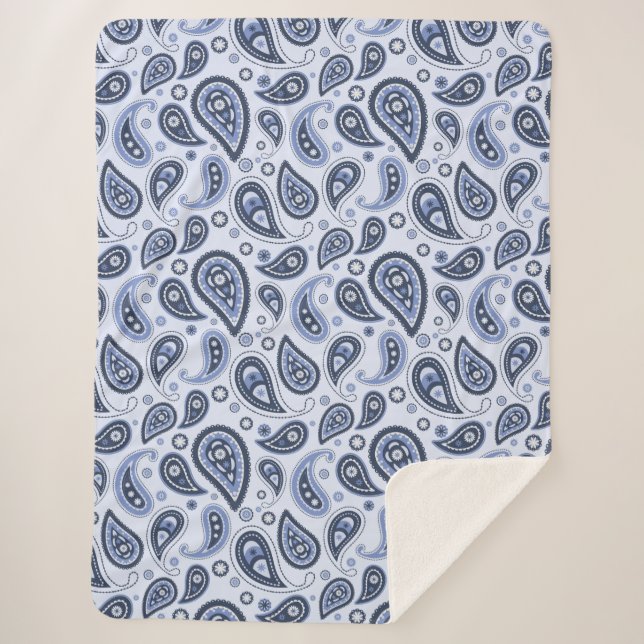 Blue Paisley Pattern Sherpadecke (Vorderseite)
