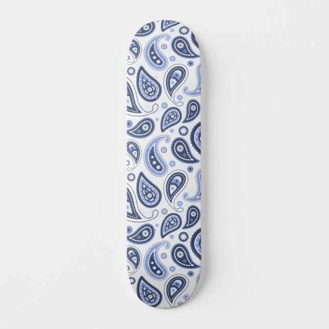 Blue Paisley Pattern Skateboard (Vorderseite)