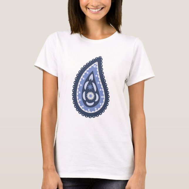 Blue Paisley Pattern T-Shirt (Vorderseite)